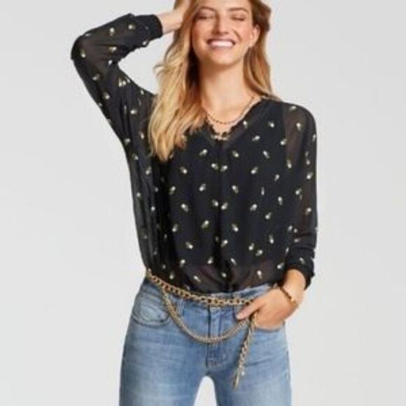 CABI Embroidered Blouse Style Black S #5338 EUC - Picture 1 of 7